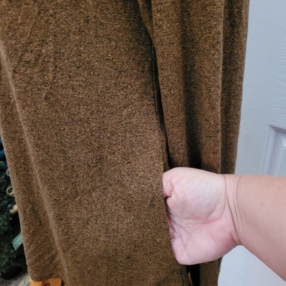 LOGO Lori Goldstein Fall Top Brown Floral Print Chiffon Trim Small - Picture 7 of 8